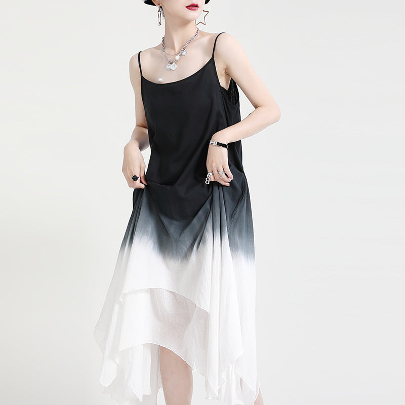 Summer Linen Dyed Irregular Sleeveless Long Dresses