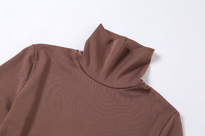 Sexy Long Sleeves High Neck Middriff Baring Women Tops