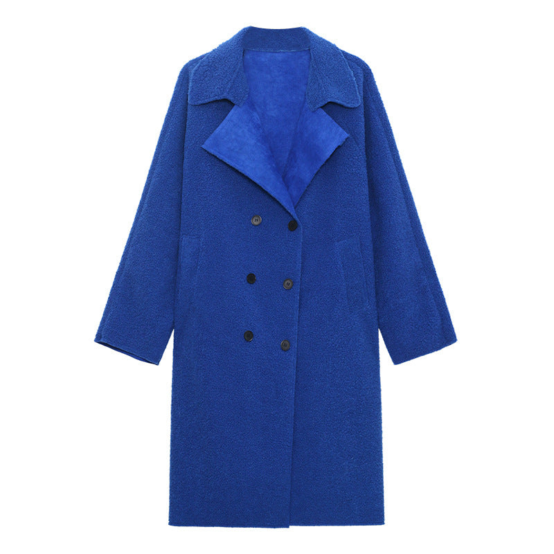 Luxury Plus Sizes Sherpa Peach Velvet Warm Winter Overcoat