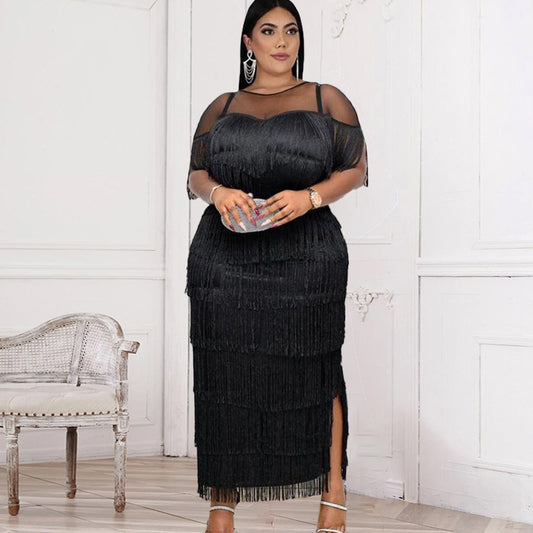 Designed Tassels Plus Sizes Party Dresses