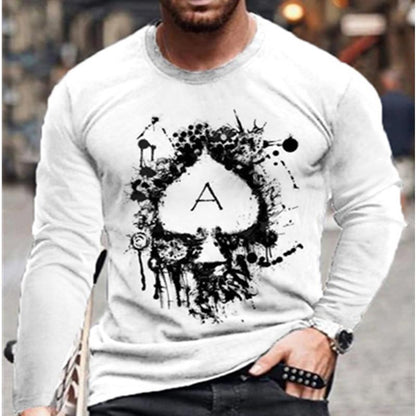 Casual Men Poke Design Long Sleeves T Shirts