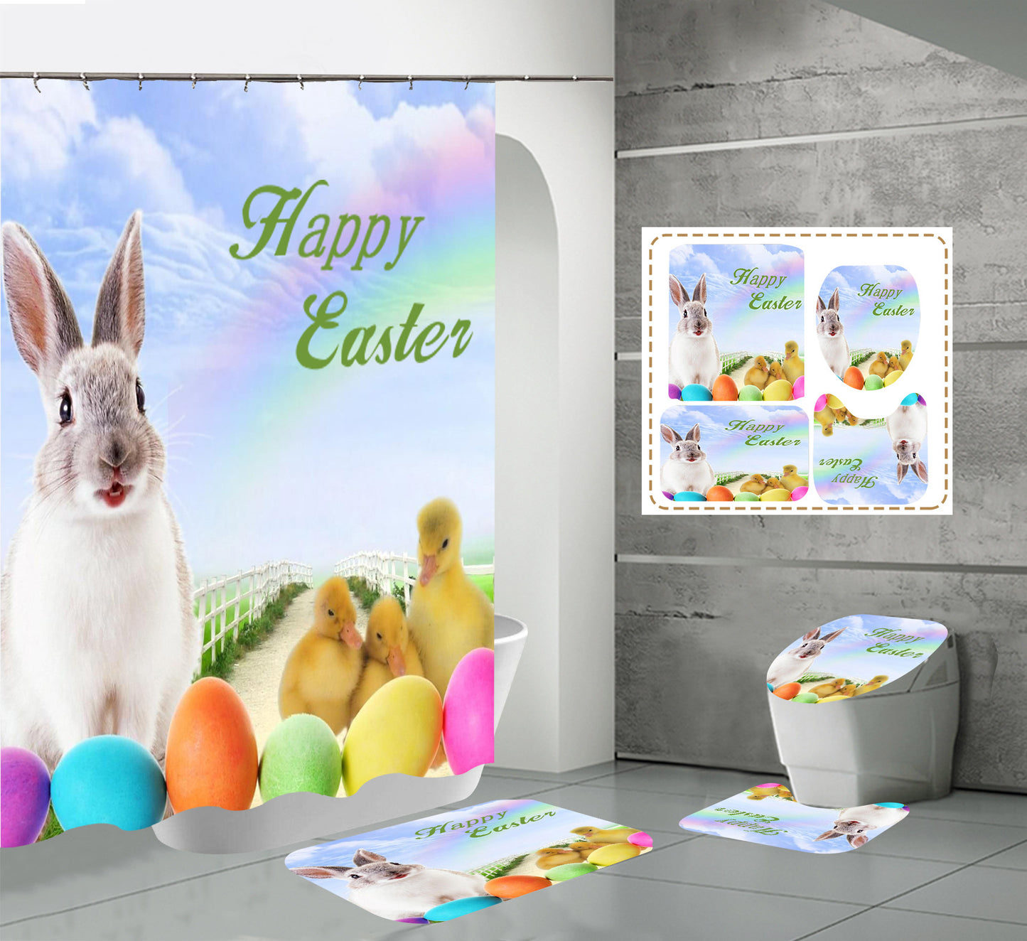 Happy Easter Day Shower Curtain Sets