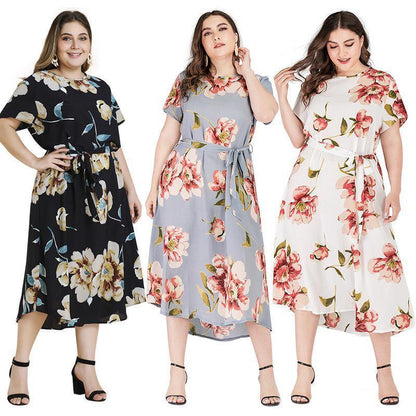 Plus Sizes Short Sleeves Long Dresses-STYLEGOING