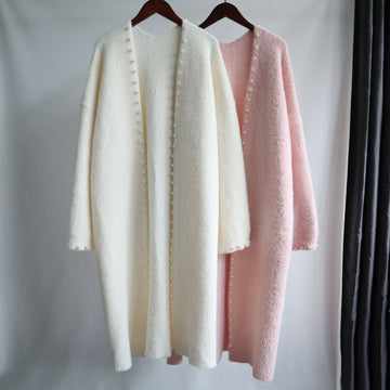 Leisure Mink Wool Winter Long Overcoat for Women