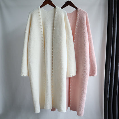 Leisure Mink Wool Winter Long Overcoat for Women
