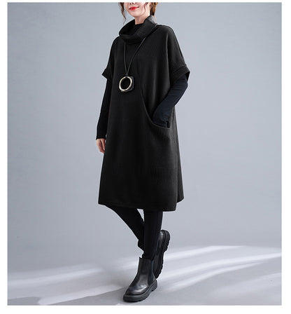 Elegant Turtleneck Plus Sizes Loose Dresses