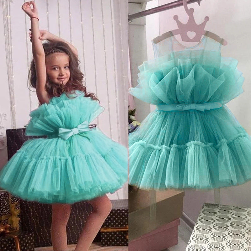 Cute Bow Sleeveless Princess Party Dresses