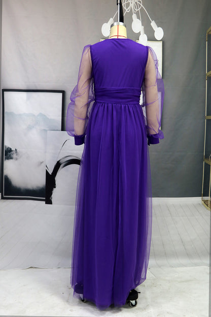 Elegant Purple Long Sleeves Party Dresses for Women