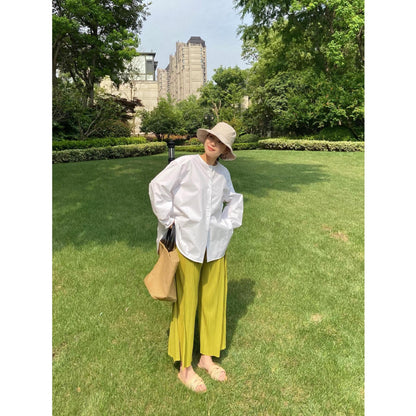 Fairy Light Green High Waist Summer Pants for Women