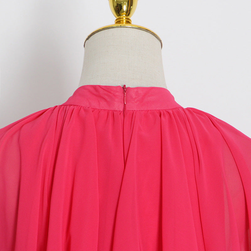 Chiffon High Neck Ruffle Women Long Holiday Dresses