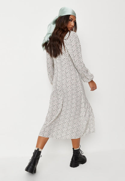 Women Square Neckline Fashon Split Fall Dresses-STYLEGOING