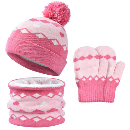 Winter Knitting Hats Gloves Scarfs 3pcs/set