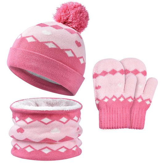 Winter Knitting Hats Gloves Scarfs 3pcs/set