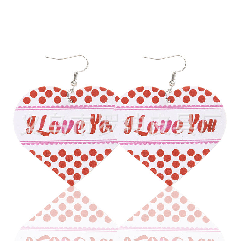 3pcs/Set Pu Leather Sweetheart Design Pink Earrings for Women