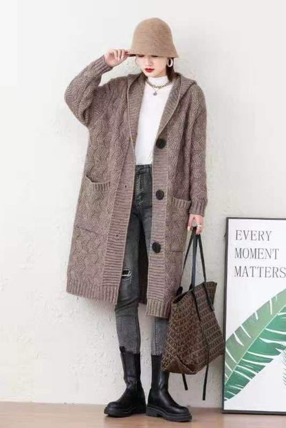 Women Knitting Long Cardigan Sweaters