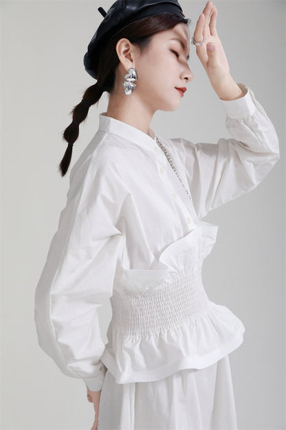 Women Ruffled Slim Waist Long Sleeves Fall Dresses