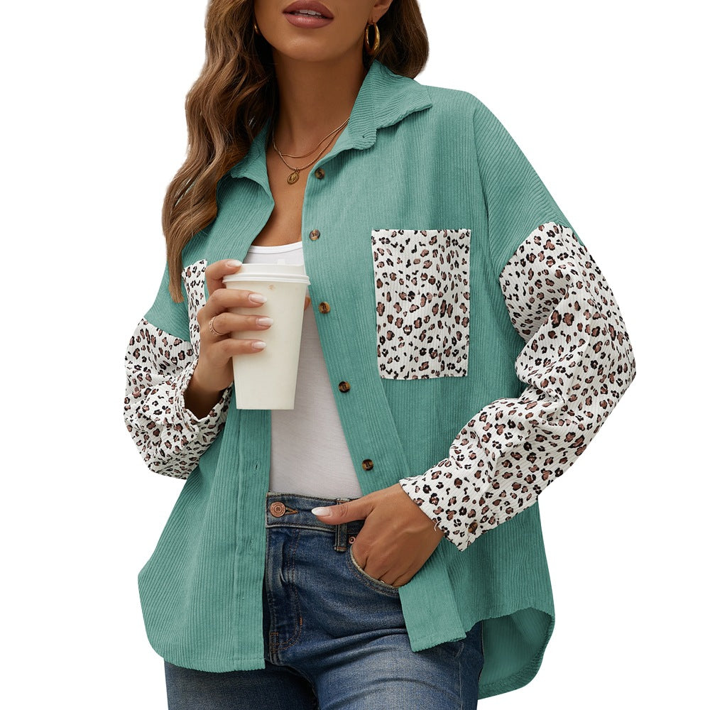 Casual Leopard Design Women Long Sleeves Shirts