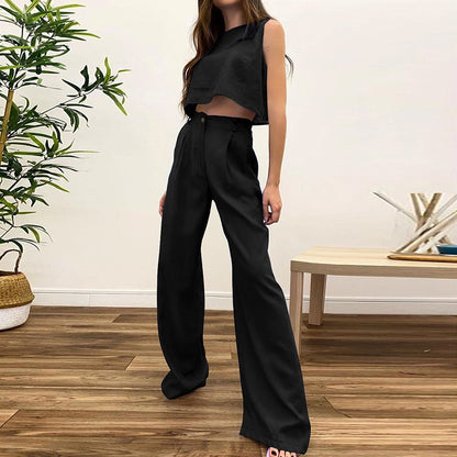 Summer Sleeveless Tops and Wide Leg Pants Summer Outfits