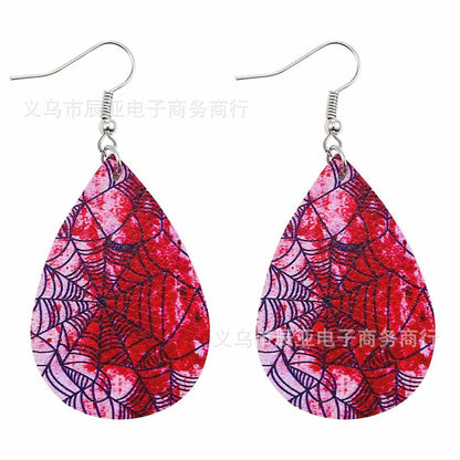 Happy Halloween Skeleton Spider Print Earrings 2 Sets