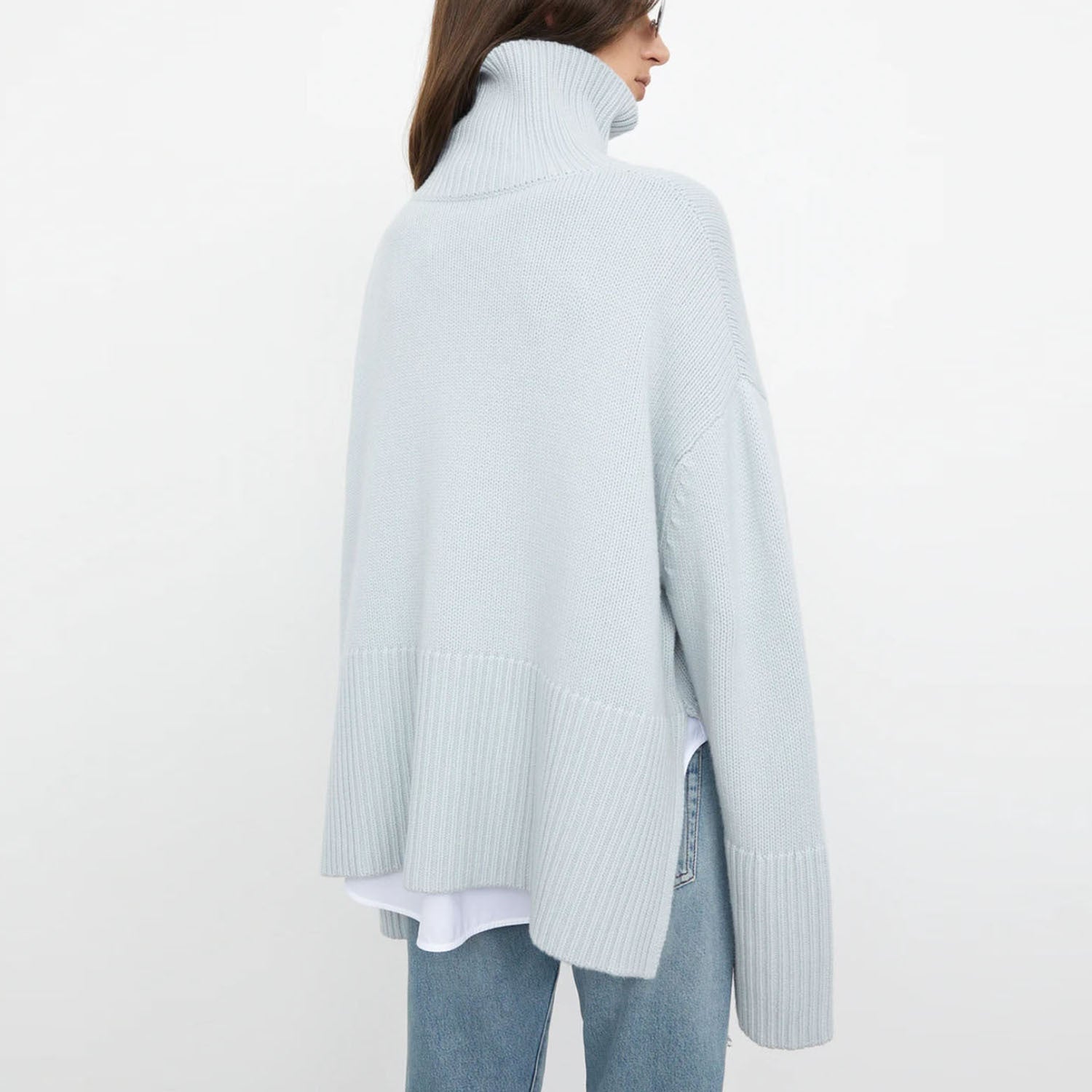 Women High Neck Knitting Striped Sweaters