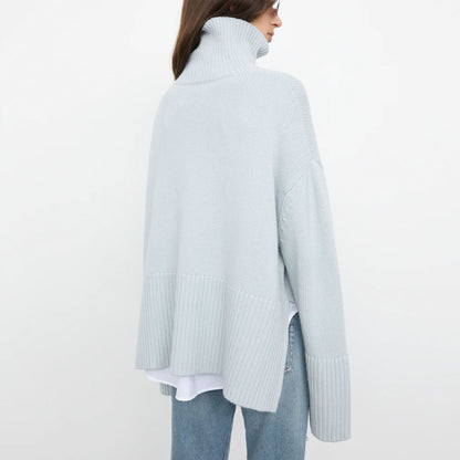 Women High Neck Knitting Striped Sweaters