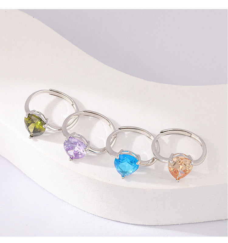 Fashion Sterling Silver Colorful Zircon Rings