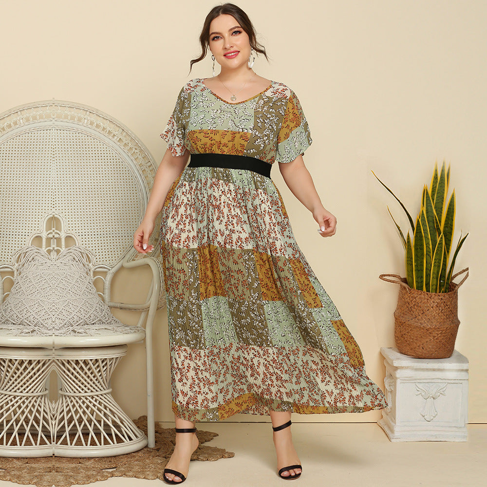 Summer Leisure Short Sleeves Women Plus Sizes Dresses