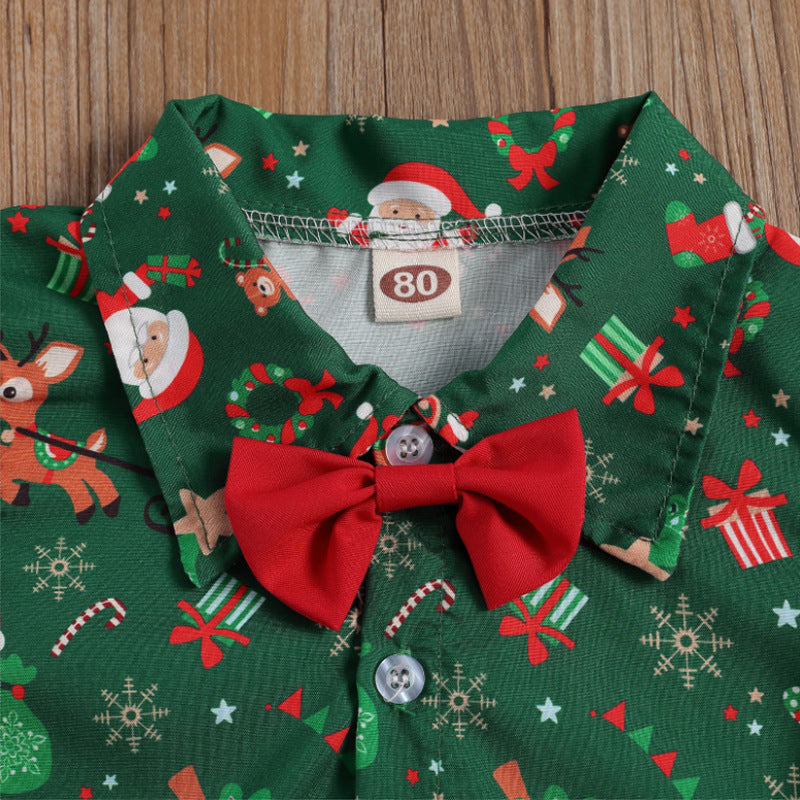 Foraml Merry Christmas Bowknot Boys Shirts and Pants