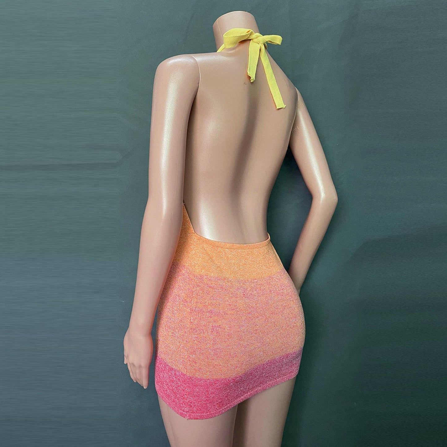 Holiday Sheath Halter Knitting Dresses-STYLEGOING