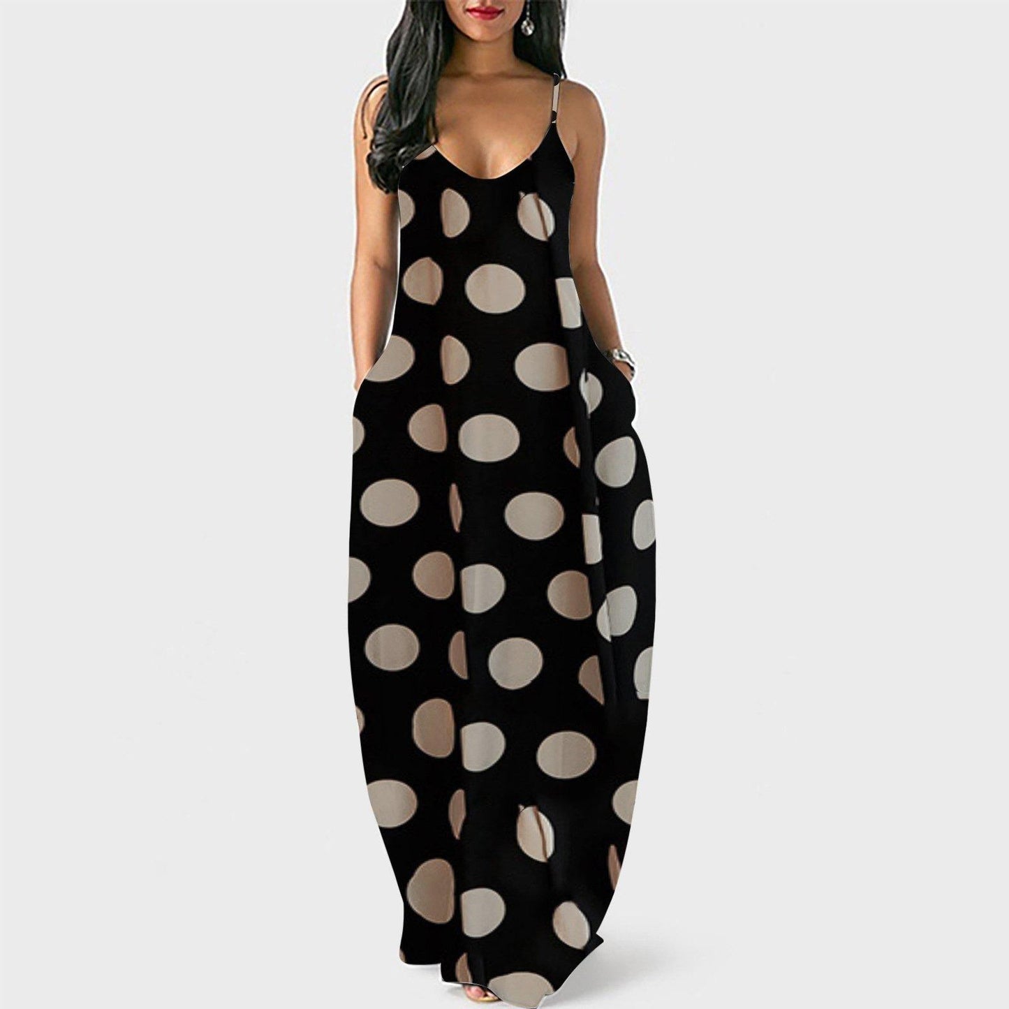 Plus Sizes Summer Dot Print Long Dresses-STYLEGOING