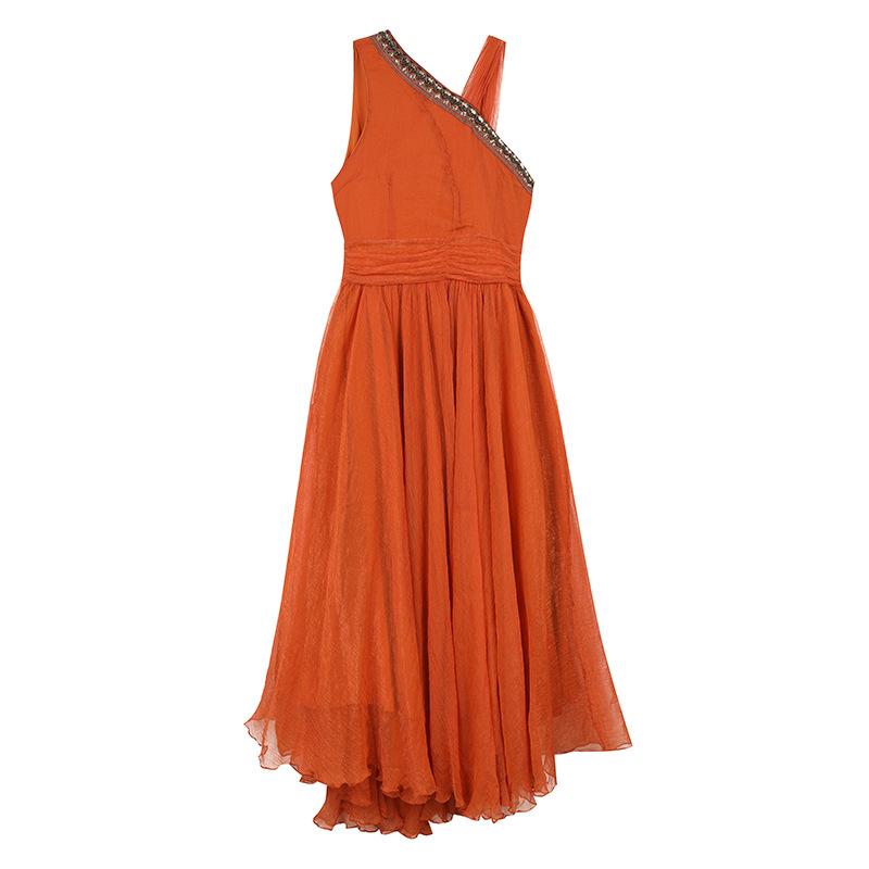 Orange Women Holiday Long Dresses-STYLEGOING