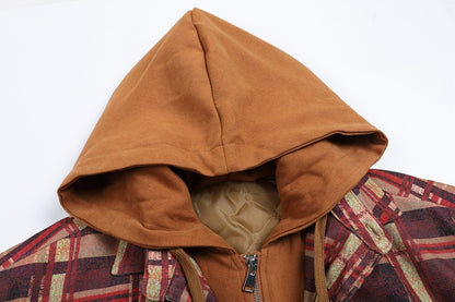 Plaid Winter Hoodies Jacket Outerwear for Men
