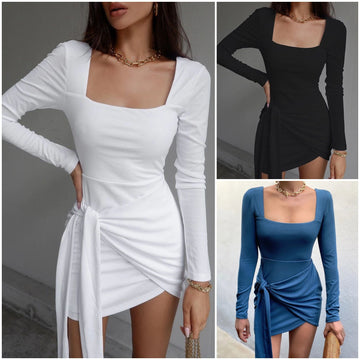 Sexy Long Sleeves U Neck Mini Dresses