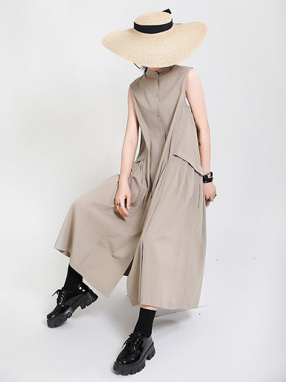 Casual Stand Collor Cotton Elegant Dresses