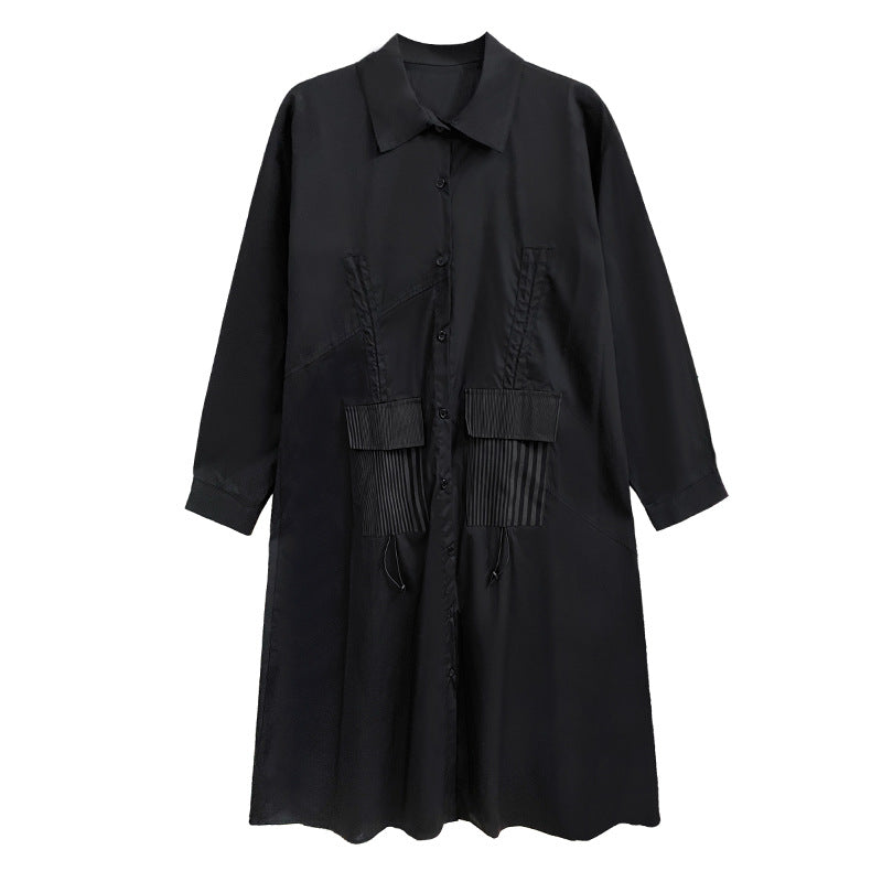 Designed Plus Sizes Long Sleeves Midi Shirts Dresses