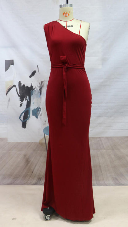 Sexy One Shoulder Sleeveless Evening Dresses