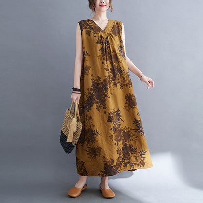 Casual Summer Linen Plus Sizes Sleeveless Dresses