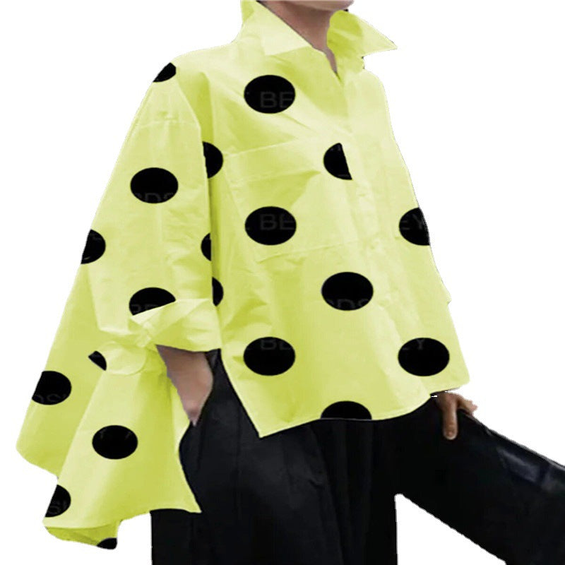 Casual Dot Print Cotton Loose Shirts for Women