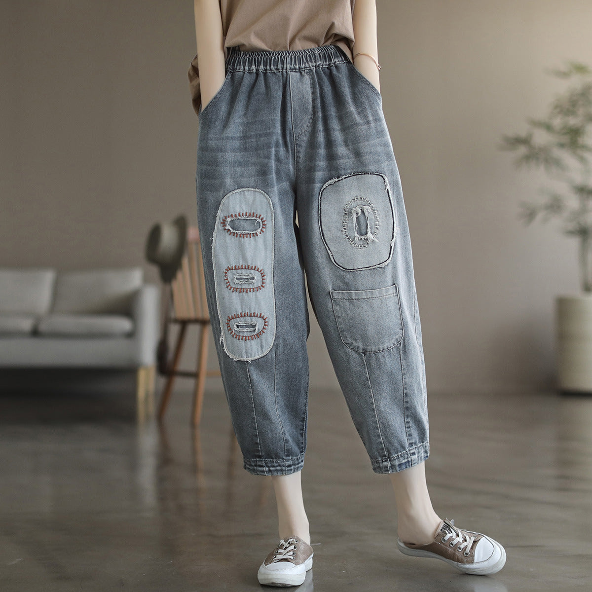 Summer Cotton Women Harem Plus Sizes Denim Jeans
