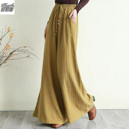 Women Linen Drawstring Summer Casual Pants-STYLEGOING