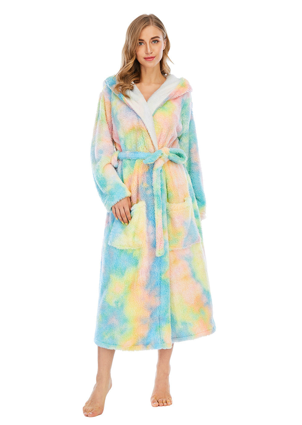 Women Dyed Fleece Casual Winter Hoodies Sleepwear with Pocket