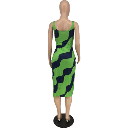 Sexy Unfixed Print Split Front Sexy Women Dresses