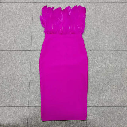 Sexy Designed Feather Sheath Evening Party Dresses