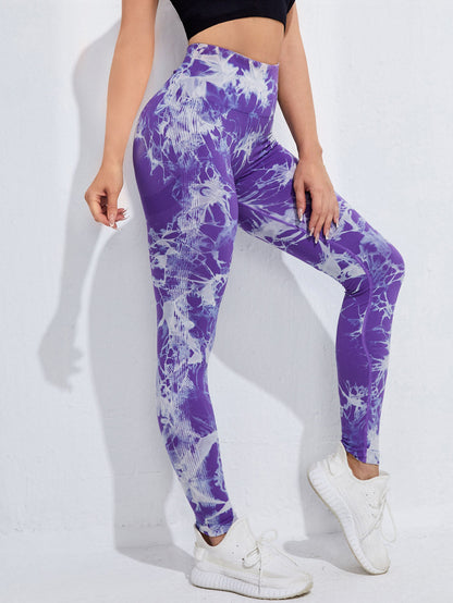 Women High Waist Dyed Yoga Running Leggings