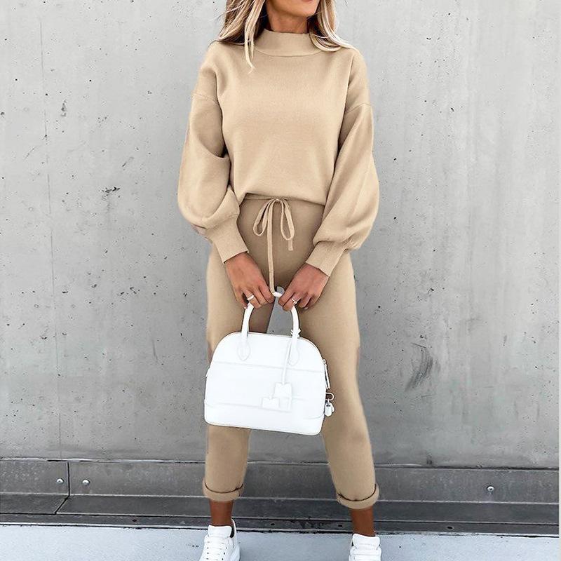 Casual High Neck Women Sports Suits with Pocket