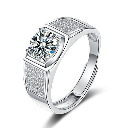 Sterling Sliver Array of Stars Moissanite Rings for Men