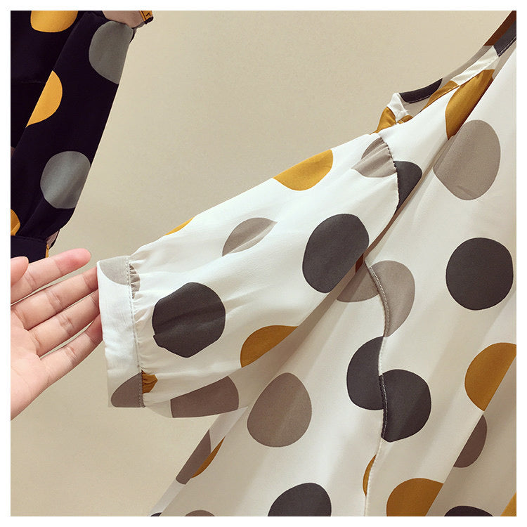 Polk Dot Chiffon Women Shirts Blouses