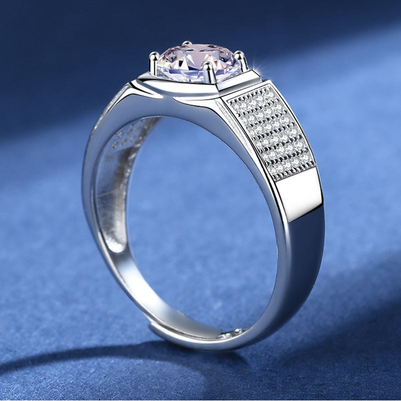 Sterling Sliver Array of Stars Moissanite Rings for Men