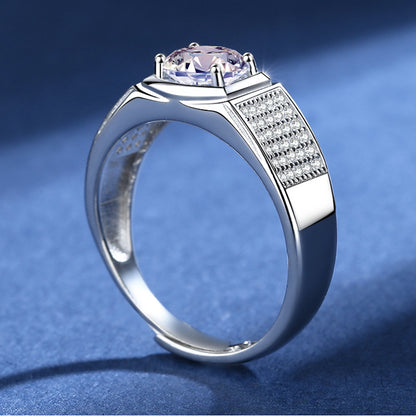 Sterling Sliver Array of Stars Moissanite Rings for Men