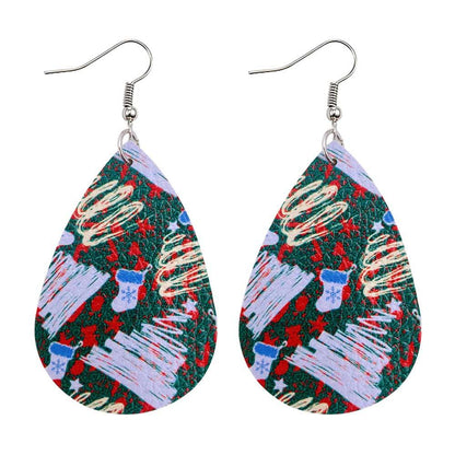Christmas Style Water-drop Snowflake Earring 2 Sets